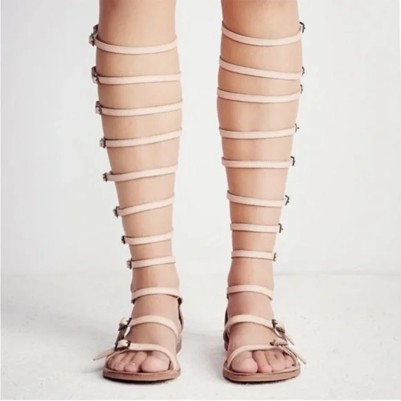 Free People Jeffrey Campbell Valley Gladiator Sandals Natural Leather Worn Once - Picture 3 of 7
